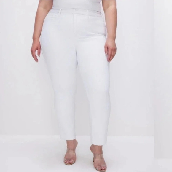 NWT Good American Women's Good Legs Straight Jeans Raw Hem‎ White Size 24 Plus - Picture 1 of 8